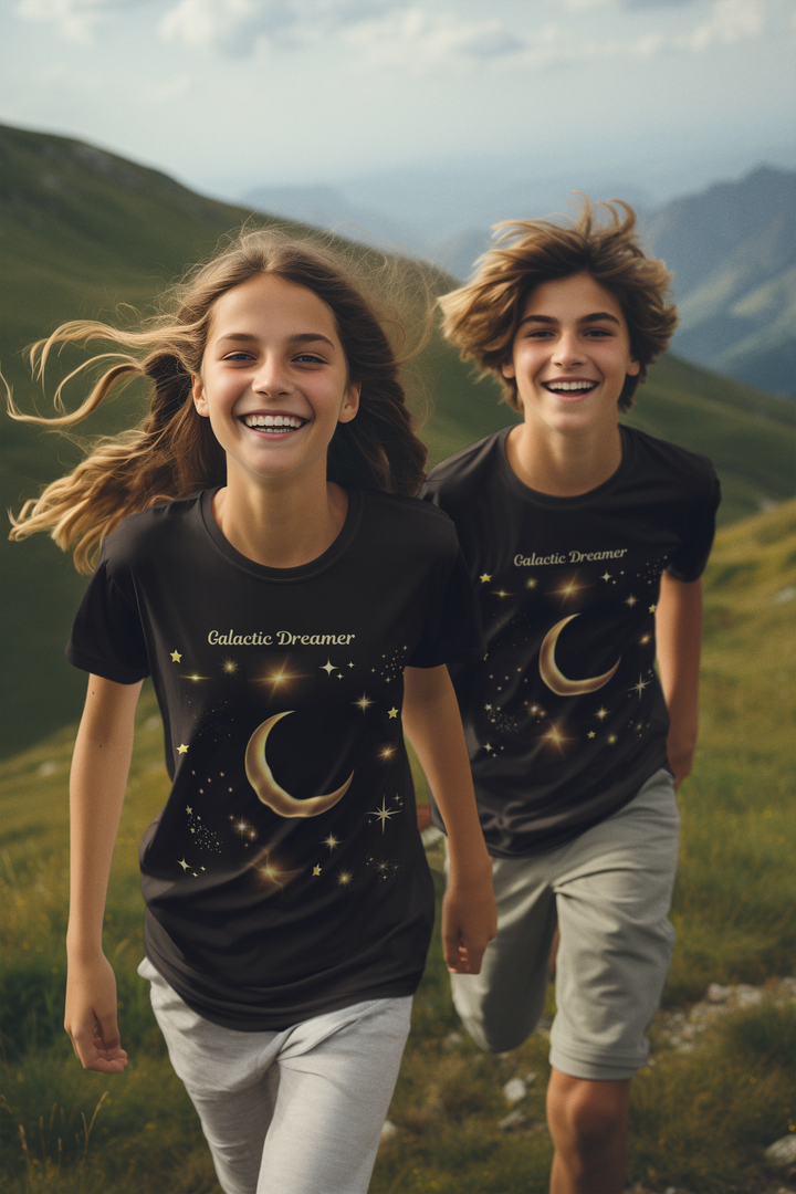 Galactic Dreamer Heavy T-shirt Stars - Moon Cheerful Dreamer unisex 4 colors, 5 sizes