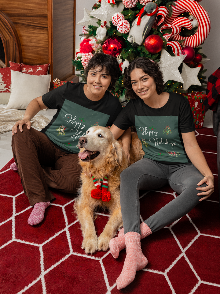 Happy Holidays & Mistletoe T-shirt, Unisex, Christmas, 10 colors, 8 sizes