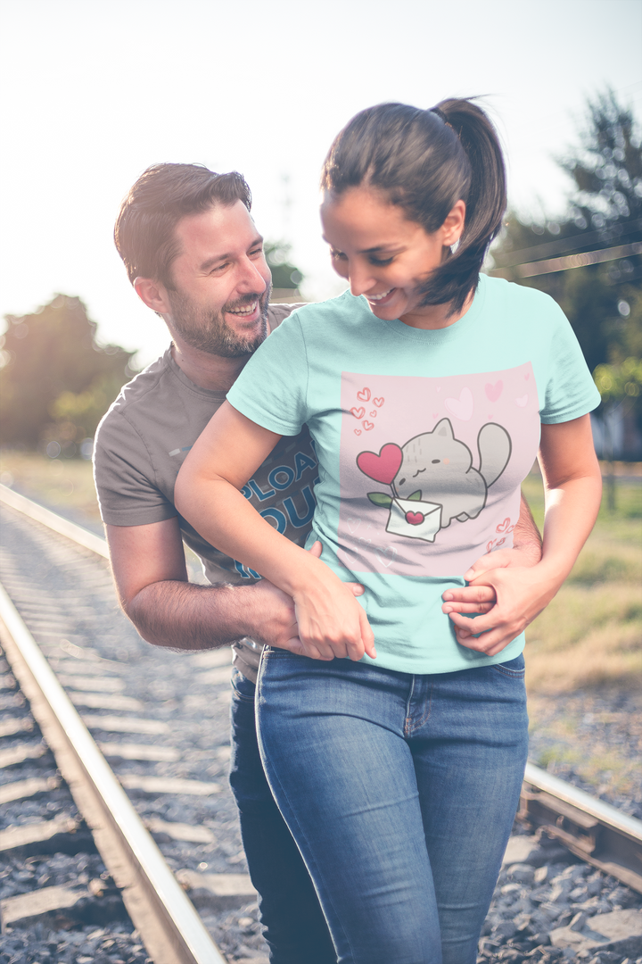 Valentine kitten T-shirt, Unisex, 5 colors, 8 sizes
