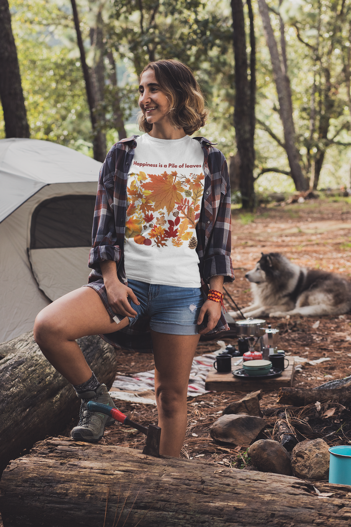 Fall Leaves Heavy T-shirt Cheerful Colorful Fall unisex 3 colors, 5 sizes
