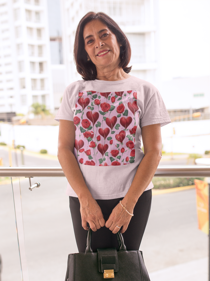 Valentine Hearts and Roses T-shirt, Unisex, 5 colors, 8 sizes