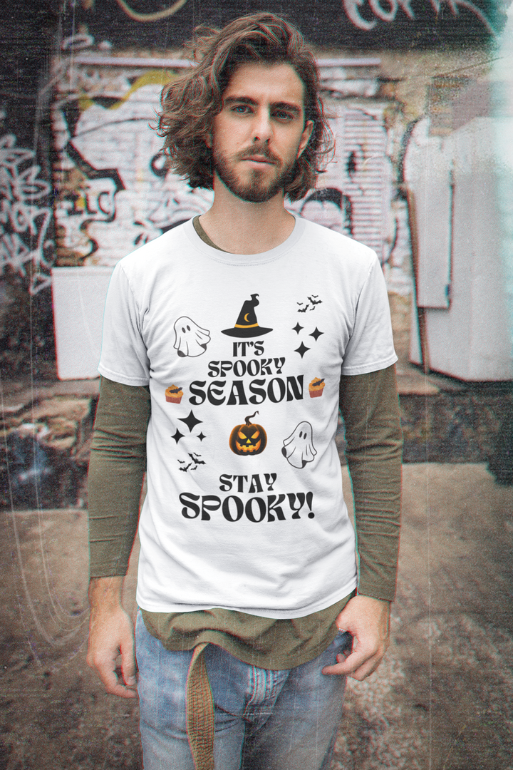 Halloween Spooky T-shirt Stylish and Comfortable Halloween Gift Stay Spooky, Unisex Jersey T-Shirt, offered in 2 Colors, 5 Sizes