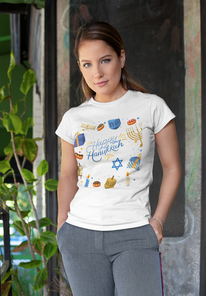 Happy Hanukkah T-shirt, Unisex, Christmas , 6 colors, 8 sizes