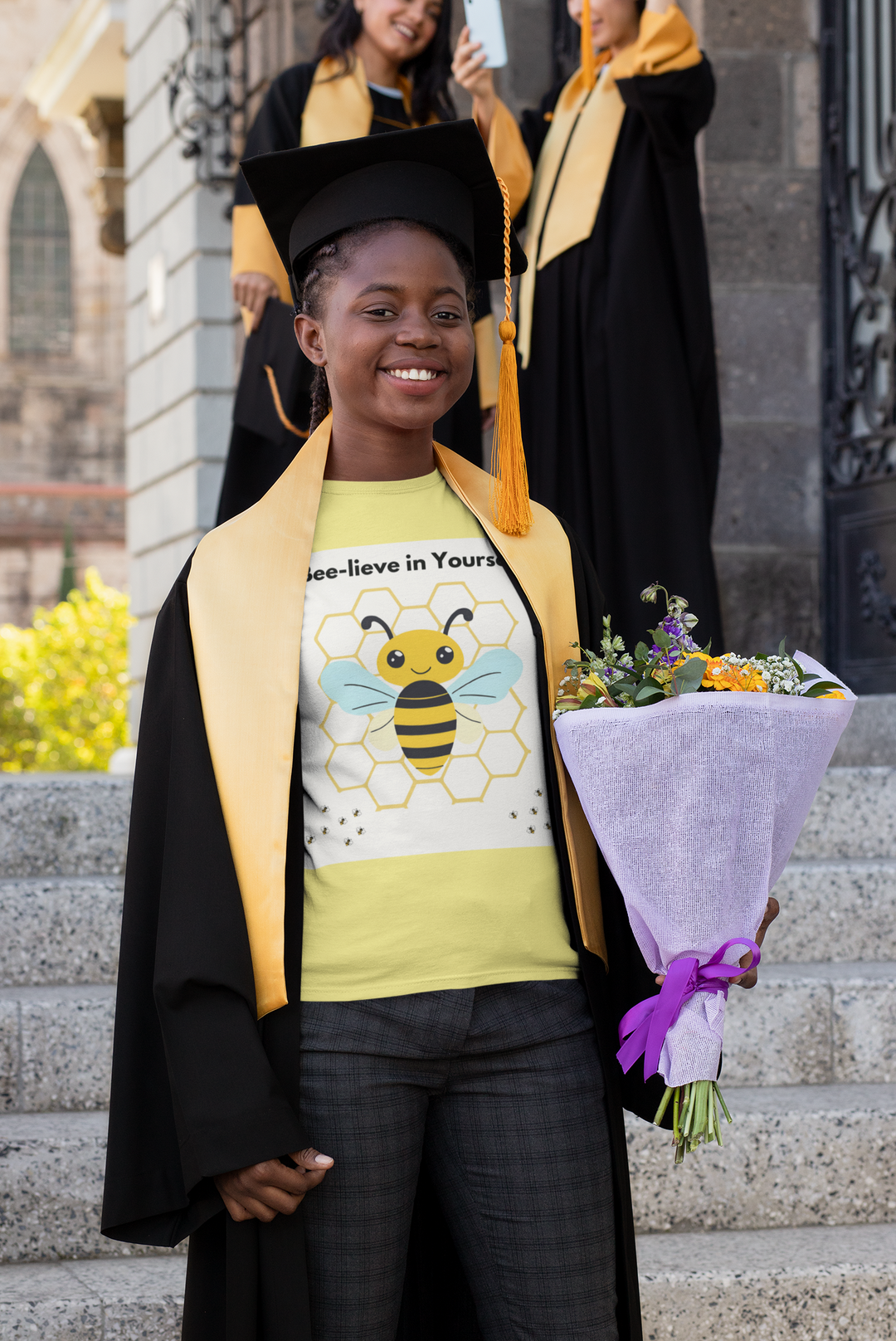 "Bee-lieve in Yourself" T-shirt - a little work goes a long way Unisex 6 colors, 8 sizes