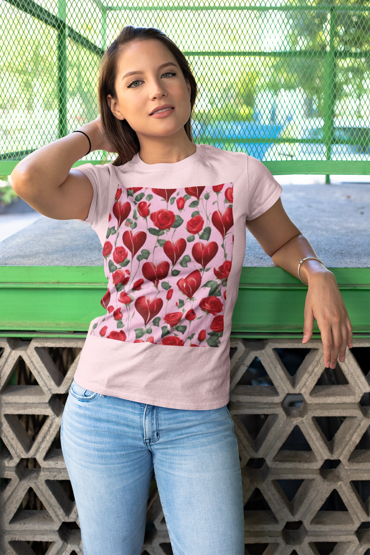Valentine Hearts and Roses T-shirt, Unisex, 5 colors, 8 sizes