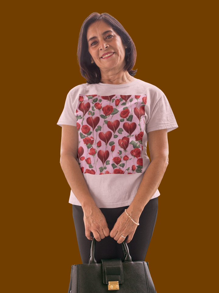 Valentine Hearts and Roses T-shirt, Unisex, 5 colors, 8 sizes
